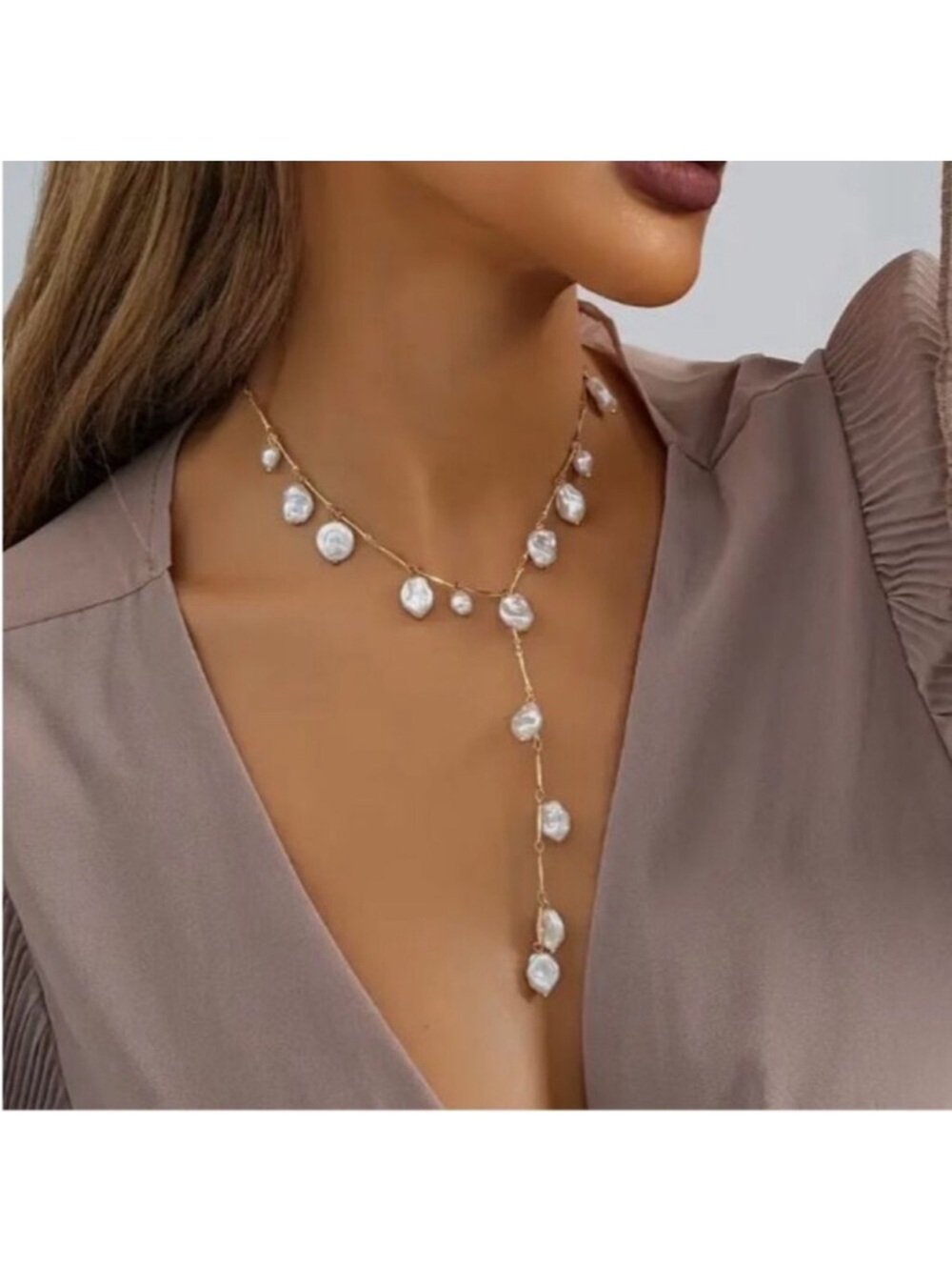 NEW Oceana 18K Gold Plated Freshwater Pearl Lariat Y-Necklace